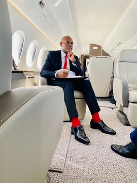 Tony Elumelu on a plane to Tanzania